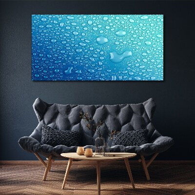 Water drops on a blue background Canvas print