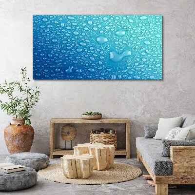 Water drops on a blue background Canvas print