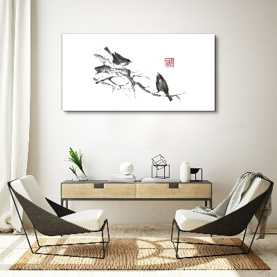Birds on a branch Canvas print