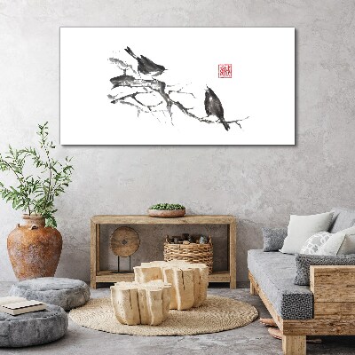 Branches in animals birds Canvas print