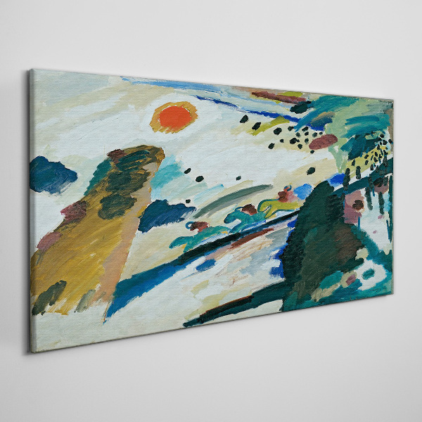 Abstract landscape with sun Canvas Wall art