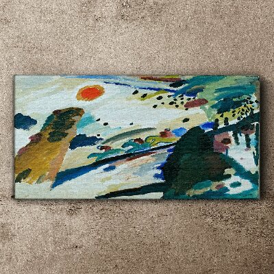 Abstract landscape with sun Canvas Wall art