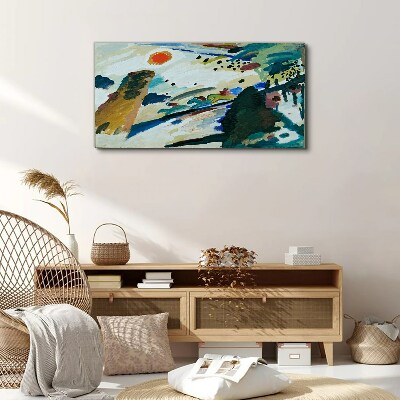 Abstract landscape with sun Canvas Wall art