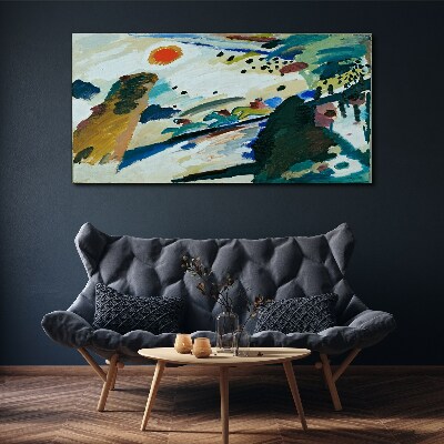 Abstract landscape with sun Canvas Wall art