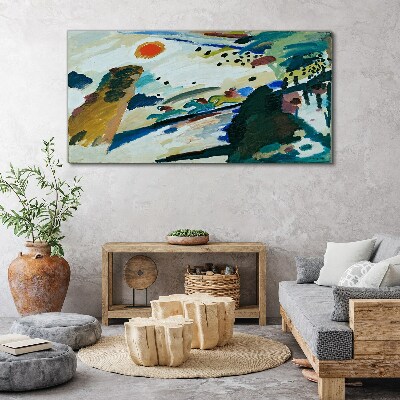 Abstract landscape with sun Canvas Wall art