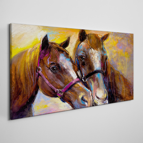 Close-up of two horses Canvas print