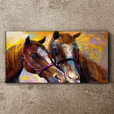 Close-up of two horses Canvas print
