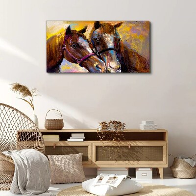 Close-up of two horses Canvas print