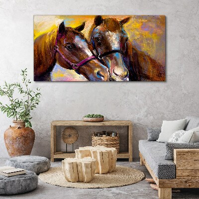 Close-up of two horses Canvas print