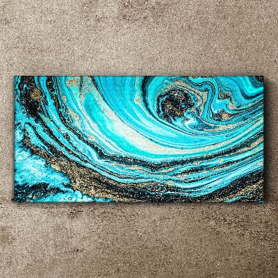 Ocean swirls in blue and gold Canvas print