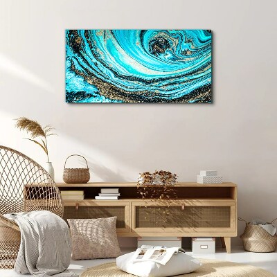 Ocean swirls in blue and gold Canvas print