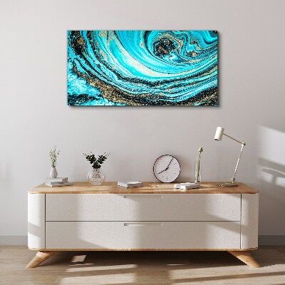 Ocean swirls in blue and gold Canvas print
