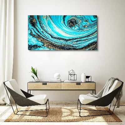 Ocean swirls in blue and gold Canvas print