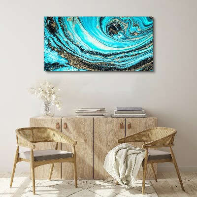 Ocean swirls in blue and gold Canvas print