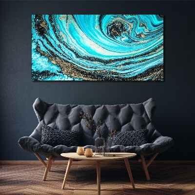 Ocean swirls in blue and gold Canvas print