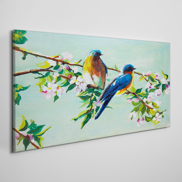 Birds on a flowering branch Canvas print