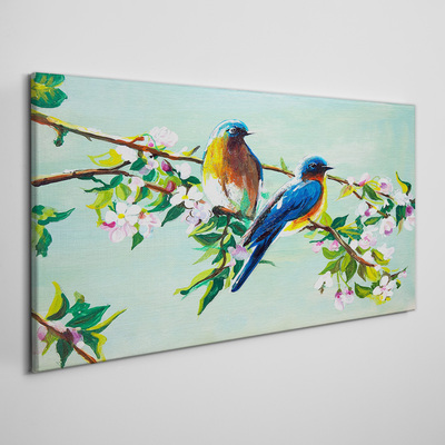 Birds on a flowering branch Canvas print