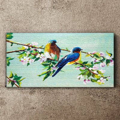 Birds on a flowering branch Canvas print