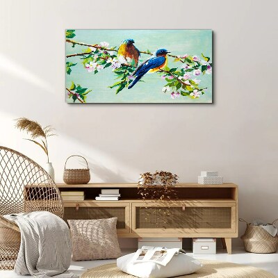 Birds on a flowering branch Canvas print