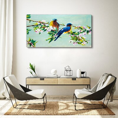 Birds on a flowering branch Canvas print