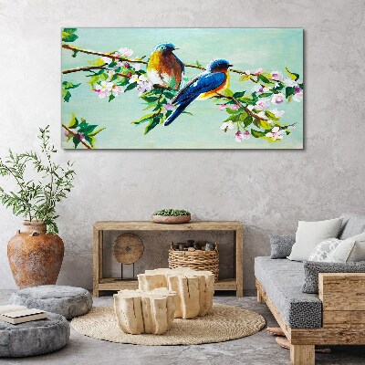 Birds on a flowering branch Canvas print