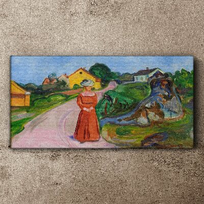 A woman in a red dress Canvas Wall art