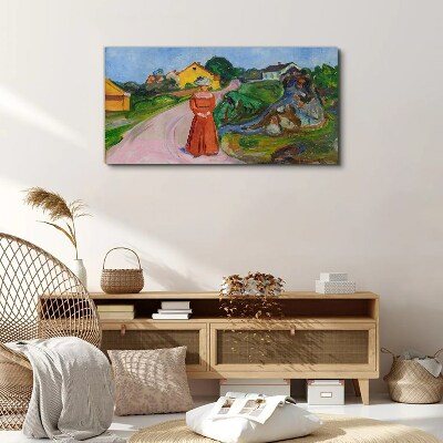 Woman in Red Dress by Munch Canvas Wall art