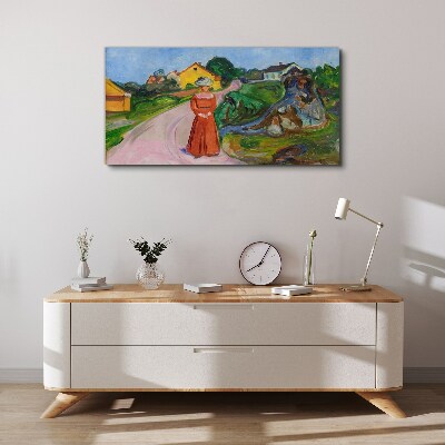 Woman in Red Dress by Munch Canvas Wall art
