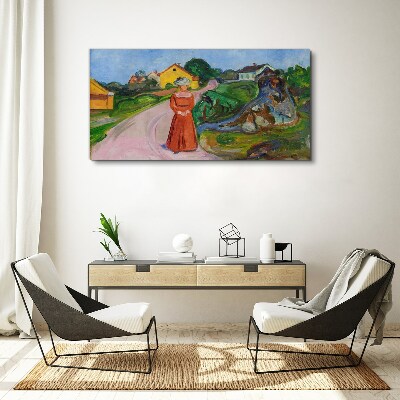Woman in Red Dress by Munch Canvas Wall art