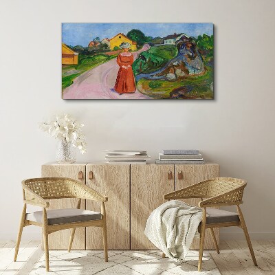 Woman in Red Dress by Munch Canvas Wall art