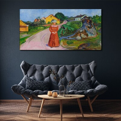 Woman in Red Dress by Munch Canvas Wall art