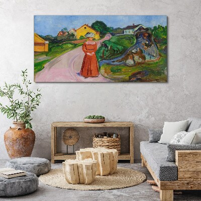 Woman in Red Dress by Munch Canvas Wall art