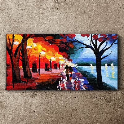 A romantic walk in a colorful park Canvas print