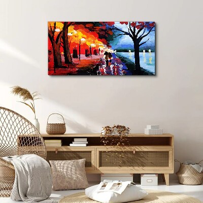 A romantic walk in a colorful park Canvas print