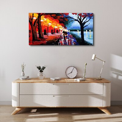 A romantic walk in a colorful park Canvas print