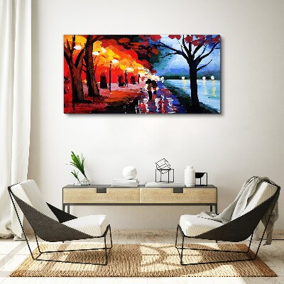 A romantic walk in a colorful park Canvas print