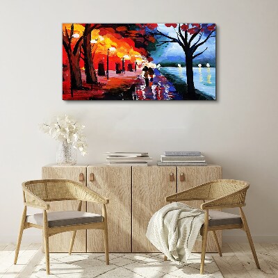 A romantic walk in a colorful park Canvas print