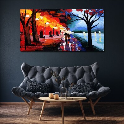 A romantic walk in a colorful park Canvas print