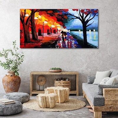 A romantic walk in a colorful park Canvas print