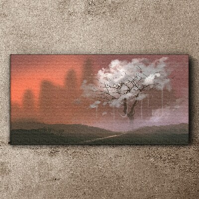 Misty landscape with a tree Canvas print