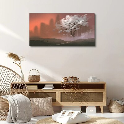 Misty landscape with a tree Canvas print