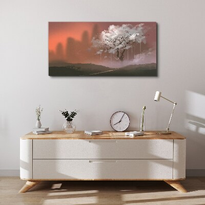 Misty landscape with a tree Canvas print