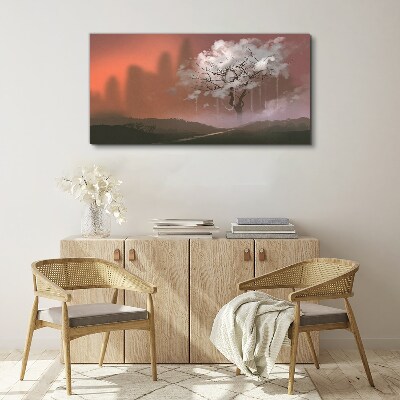 Misty landscape with a tree Canvas print