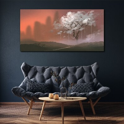 Misty landscape with a tree Canvas print
