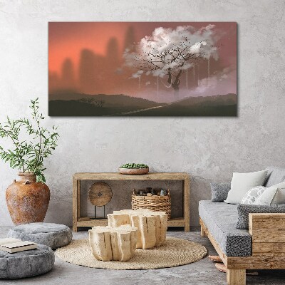 Misty landscape with a tree Canvas print