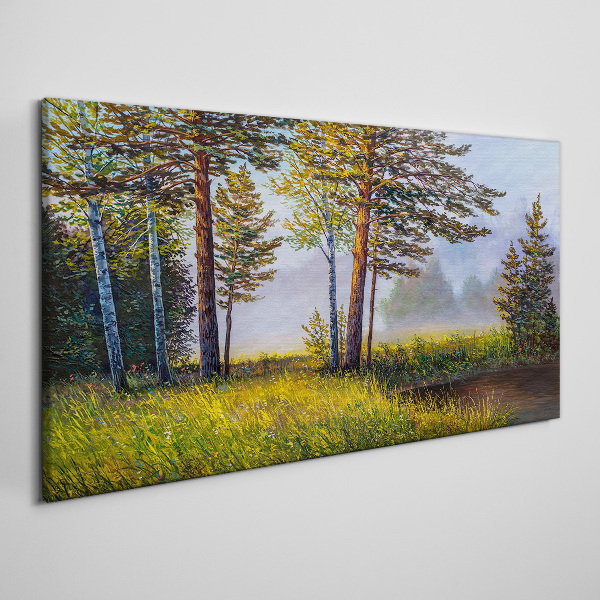 Morning fog in the forest Canvas print