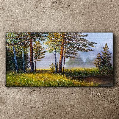 Morning fog in the forest Canvas print