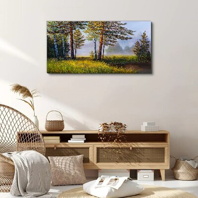 Morning fog in the forest Canvas print