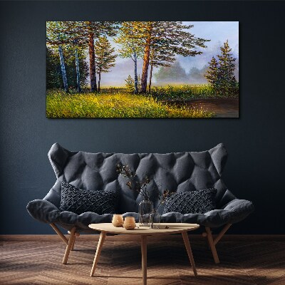 Morning fog in the forest Canvas print