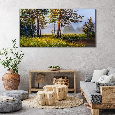 Morning fog in the forest Canvas print